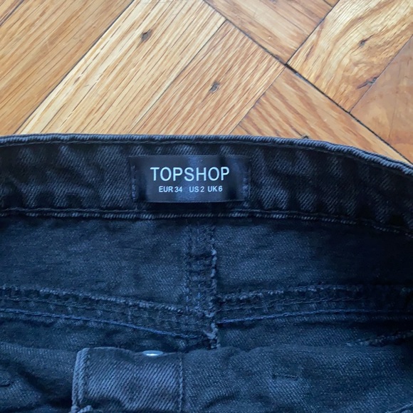 Top shop denim button through skirt in black size 2 - Picture 5 of 6